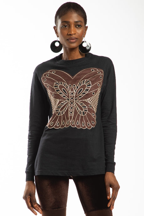 Made in NYC Butterfly Embroidered T-Shirt (Style # T104)