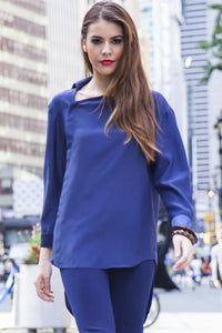 Asymmetric Poetic Shirt (Navy) #107