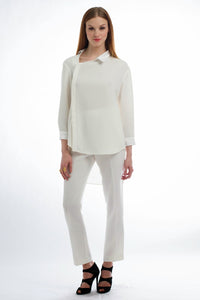 Made in NYC Asymmetric Poetic Shirt (Ivory) Style # 107