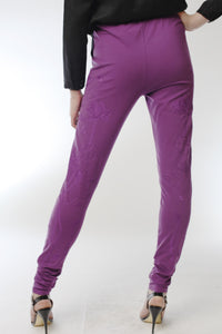 Embroidered Lotus Leggings (Purple) Style # 10819