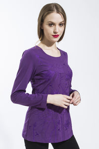 Lotus Long Sleeve T Shirt (Purple) Style 10823