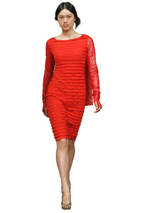 Ruffled Knit Transformable Dress (Red) Style #110