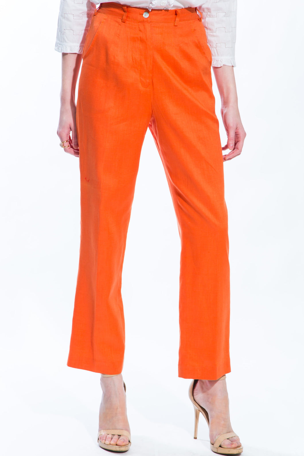 Cropped Linen Pants (Orange) Style 1150