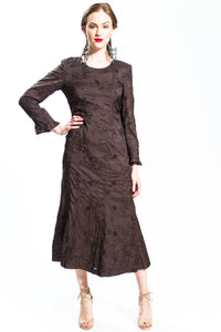 Brown Abstract Flora Dress Style # 11520B