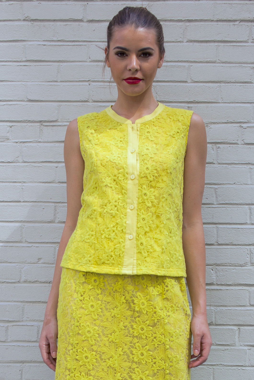 Embroidered Floral Lace Vest (Citrus) Style # 1233
