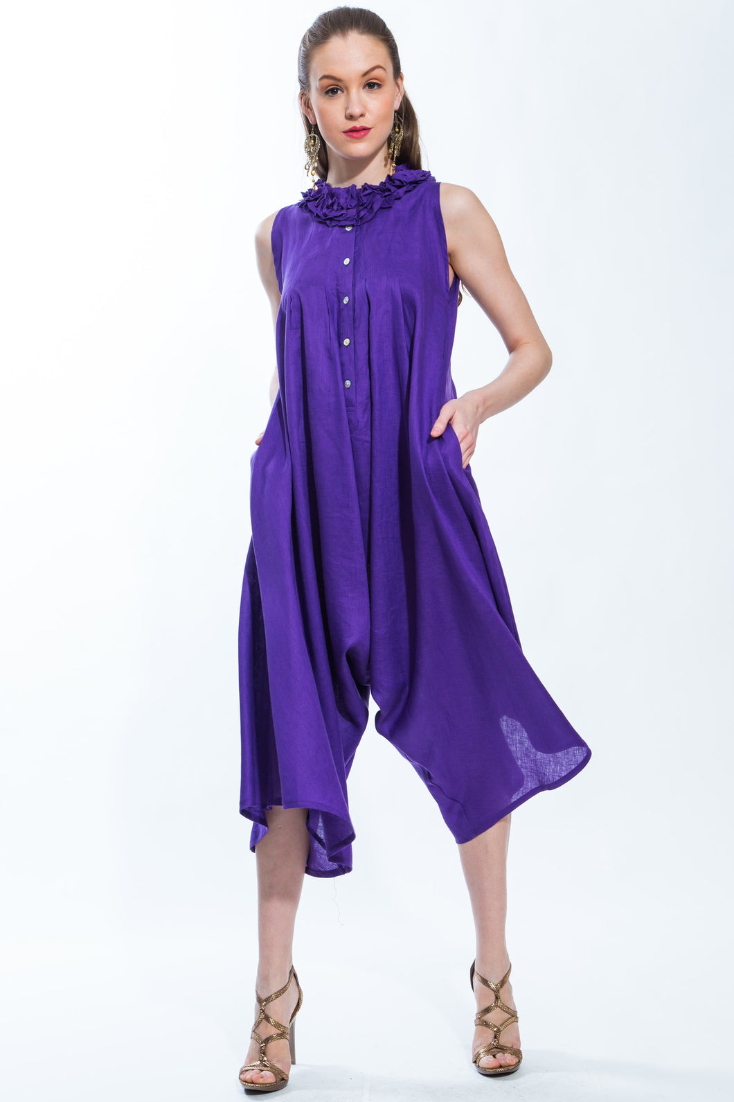 Jumpsuit Mini Ruffle (Purple) Style 1272