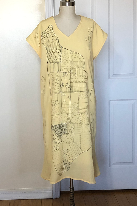 Hand Painted New York City Map Dress (Yellow/Black) Style # 130