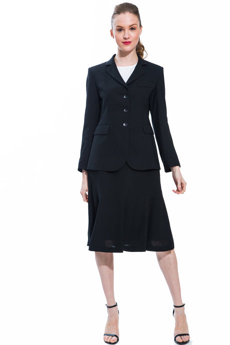 Classic Black Panel Jacket & Skirt Suit Set Style 158/159
