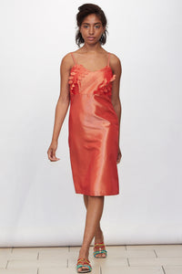 burnt orange slip dress Self-portrait - Burnt Orange Satin Midi Dress