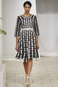 Circle Threaded Dress (Black & White) Style 1788
