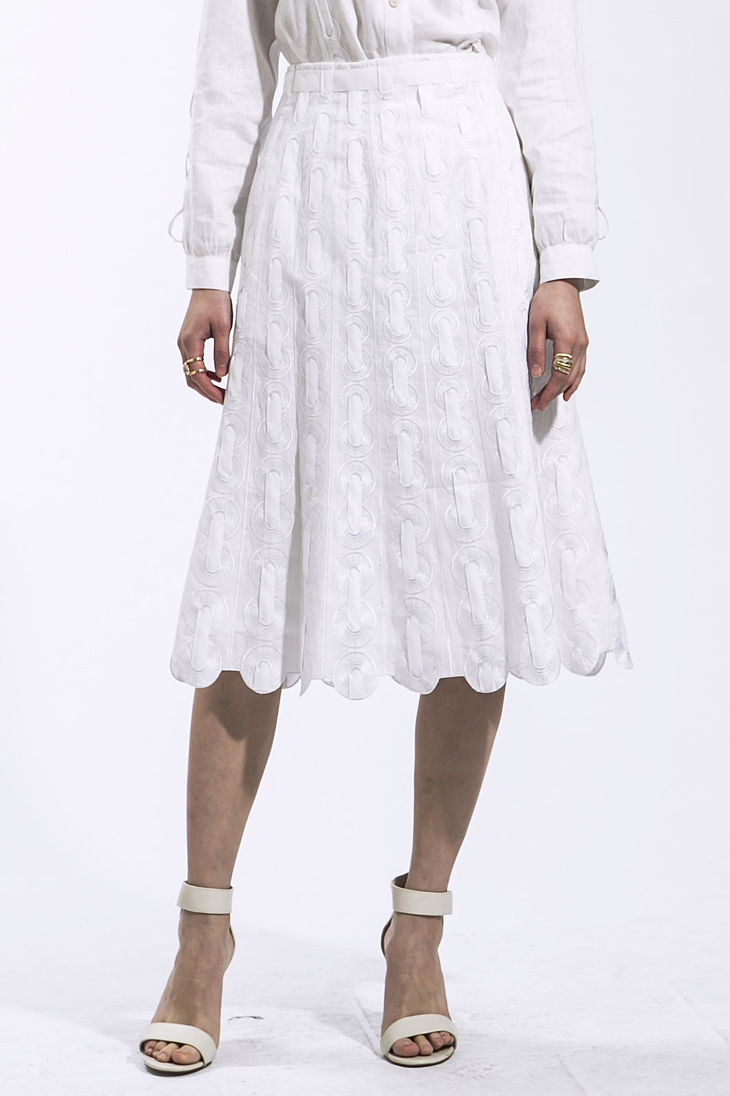 Ribbon Threaded Skirt (White) Style 1800