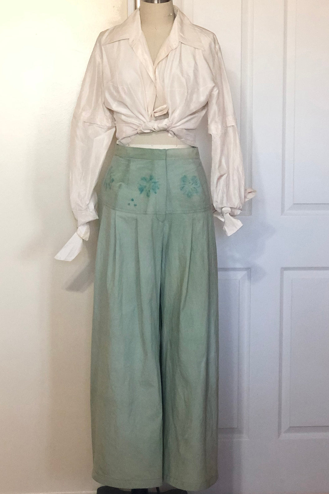 Wide Leg Pants (Green) Style# 1820