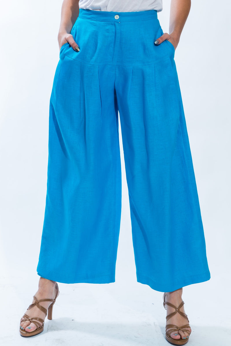 Francis Linen Pants Flared Blue