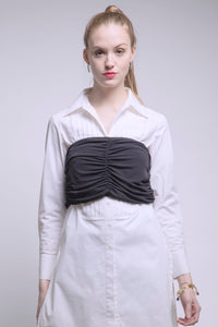 Made in NYC Ruched Silk Bustier (Black) Style #185