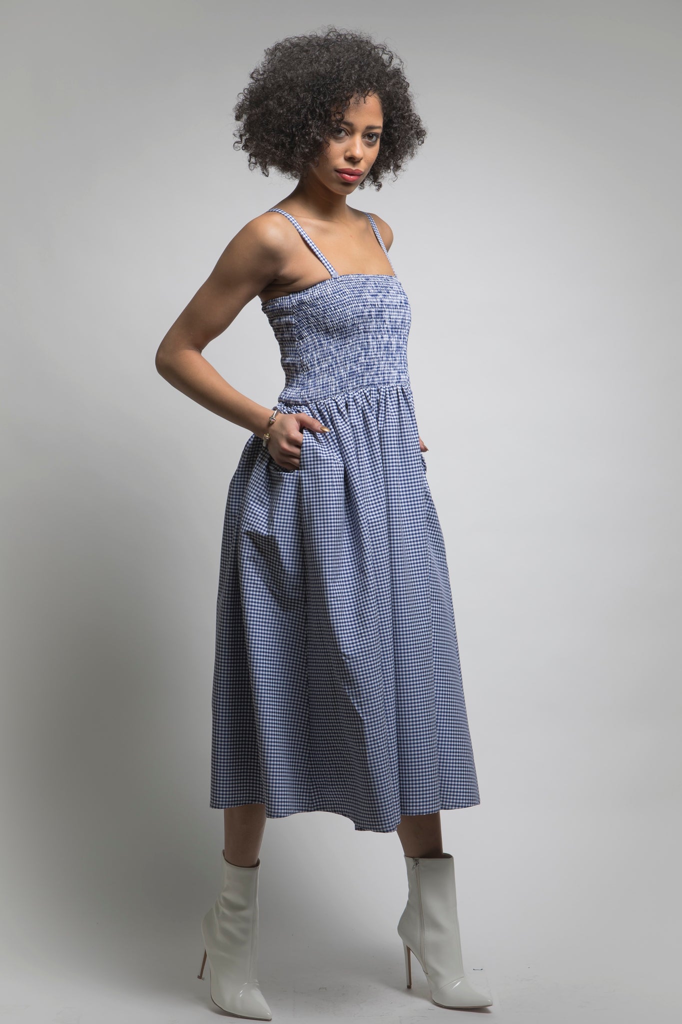 Zara blue gingham dress top