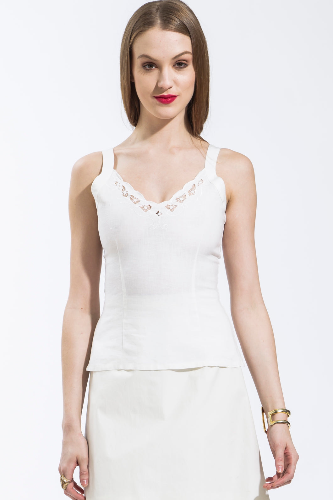 Lace Trim Camisole (White) Style #7230