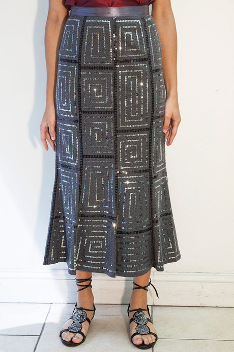 Geometry Sequin Skirt (Grey/Black) Style #7588