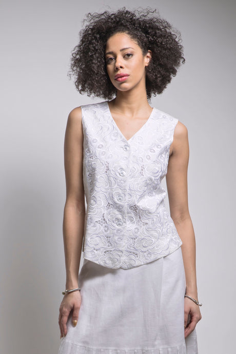 Embroidered Vest (White) Style # 7959