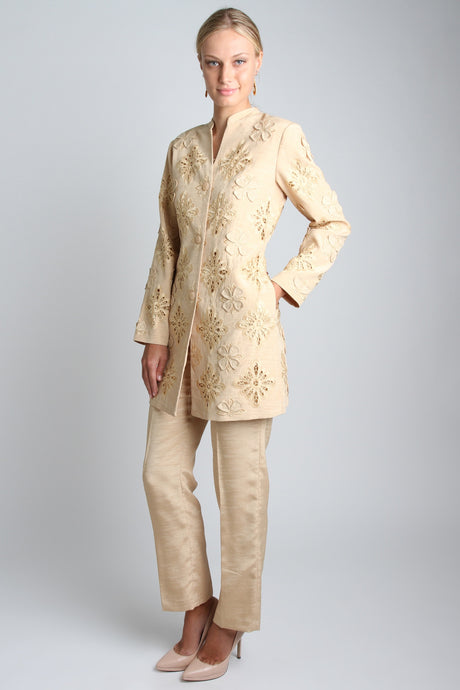 Embroidered 3 Piece Pant Suit (Soil Yellow) Style 8193CP