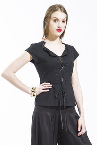 Cotton Lace Up Tee Style 8197
