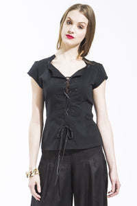 Cotton Lace Up Tee Style 8197