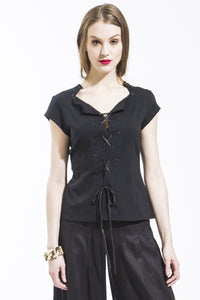 Cotton Lace Up Tee Style 8197