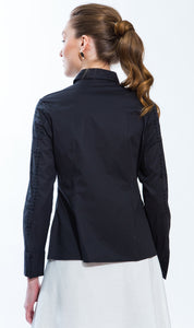 Black Geometry Cutout Shirt Style 9203
