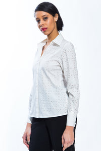 Embroidered Eyelet Blouse Style 9203