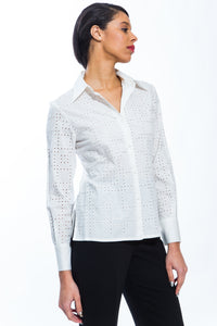 Embroidered Eyelet Blouse Style 9203