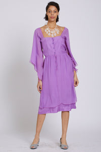 Made in NYC Layered Silk Chiffon Dress (Lavender) Style #184