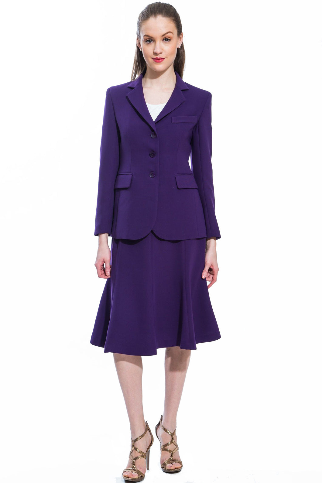 Classic Jacket Skirt Suit Set Purple Style 158 159 JSong Way