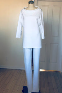 Boat Neck Top and Leggings (White) #TT102P
