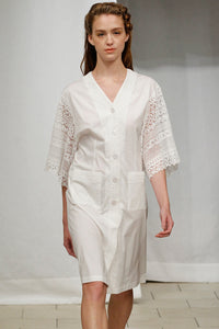 Lace Sleeve Kimono Dress (White) Style #171