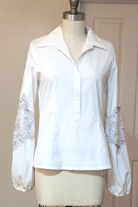 Embroidered Sleeve Shirt White (Style # 232)