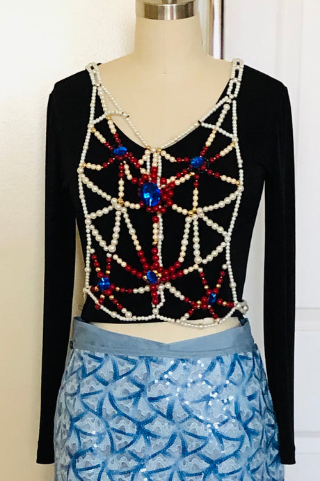 Hand Beaded Artistic Upcyled Tee (Style # T213J)