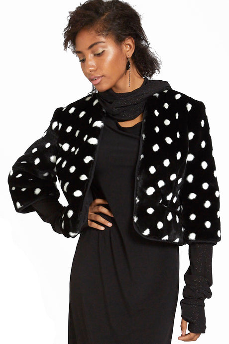 Polka Dot Faux Fur Short Jacket Style #9309