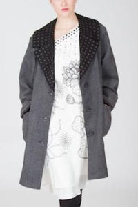 Classic Embroidered Herringbone Lotus Coat (Grey Heather/Black) Style# 9293