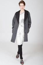 Classic Embroidered Herringbone Lotus Coat (Grey Heather/Black) Style# 9293