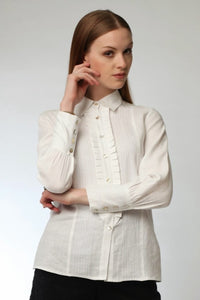 Ruffled Button Down Shirt  Style # 7569