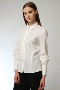 Ruffled Button Down Shirt  Style # 7569