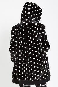 Polka Dot Faux Fur Coat with detachable hoodie Style# 160