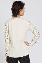 Embroidered Lotus Long Sleeved T-Shirt (Ivory) Style 10833