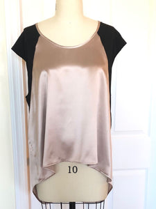 Silk Contrast T-Shirt (Silver/Black) Style# 103