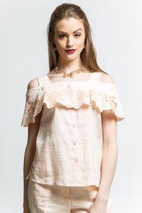 Cold Shoulder Blouse with Detachable Lace Style 7503