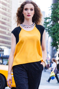 Contrast Black and Yellow T-Shirt Style 103
