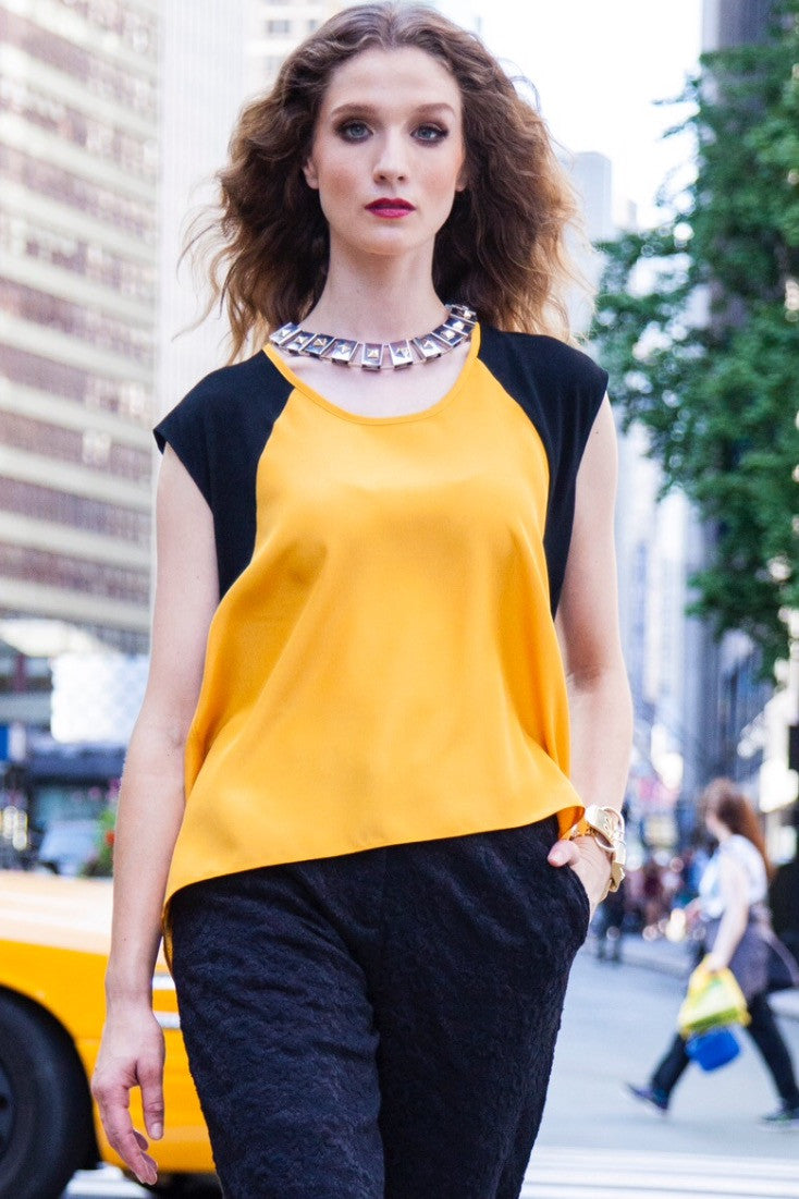 Contrast Black and Yellow T-Shirt Style 103