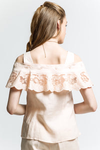 Cold Shoulder Blouse with Detachable Lace Style 7503