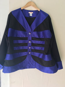 Mei 美 Cardigan Jacket (Blue/Black) Made in NYC (Style #213)
